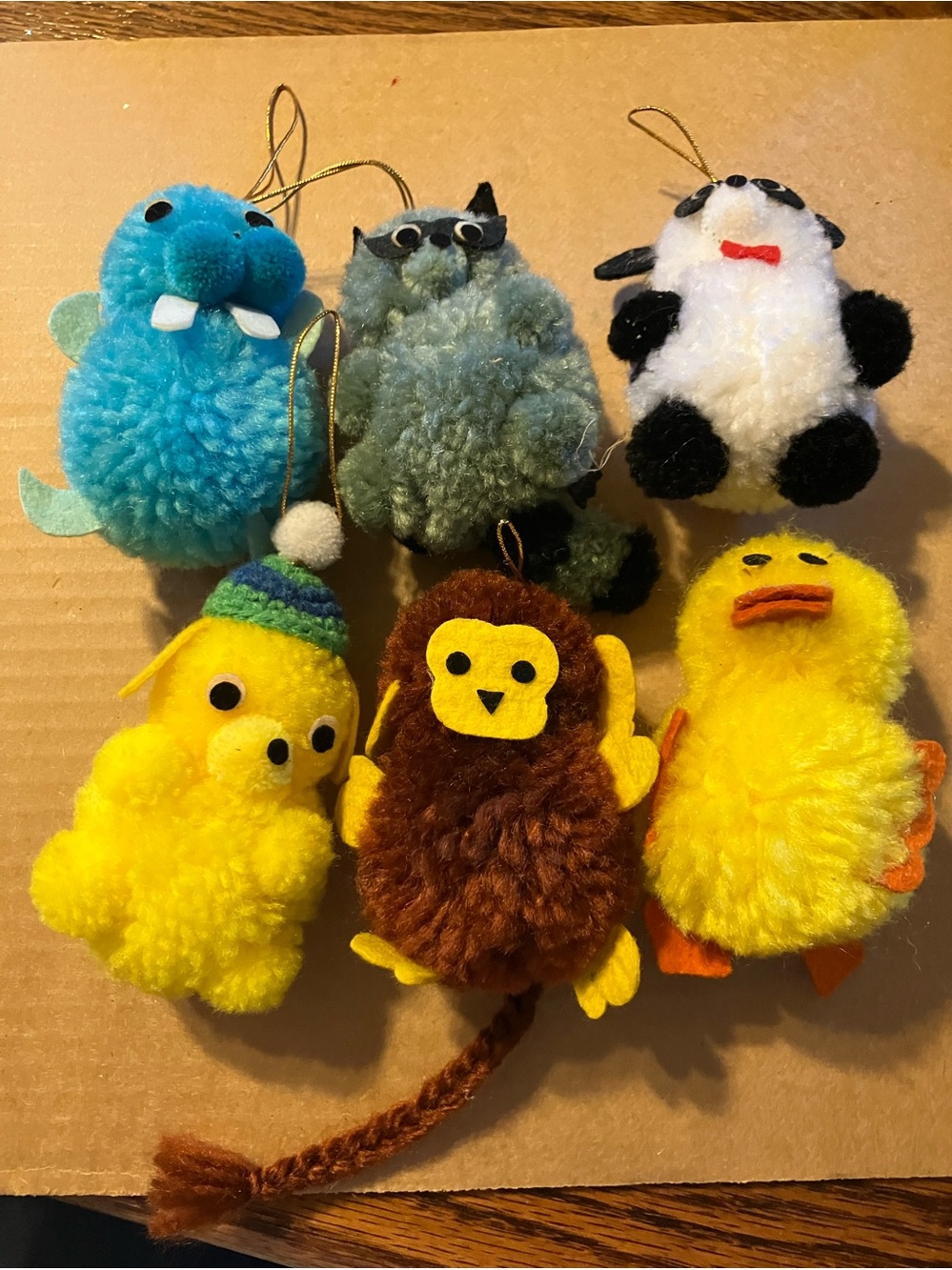 Vintage Pom Pom plush ornaments animals